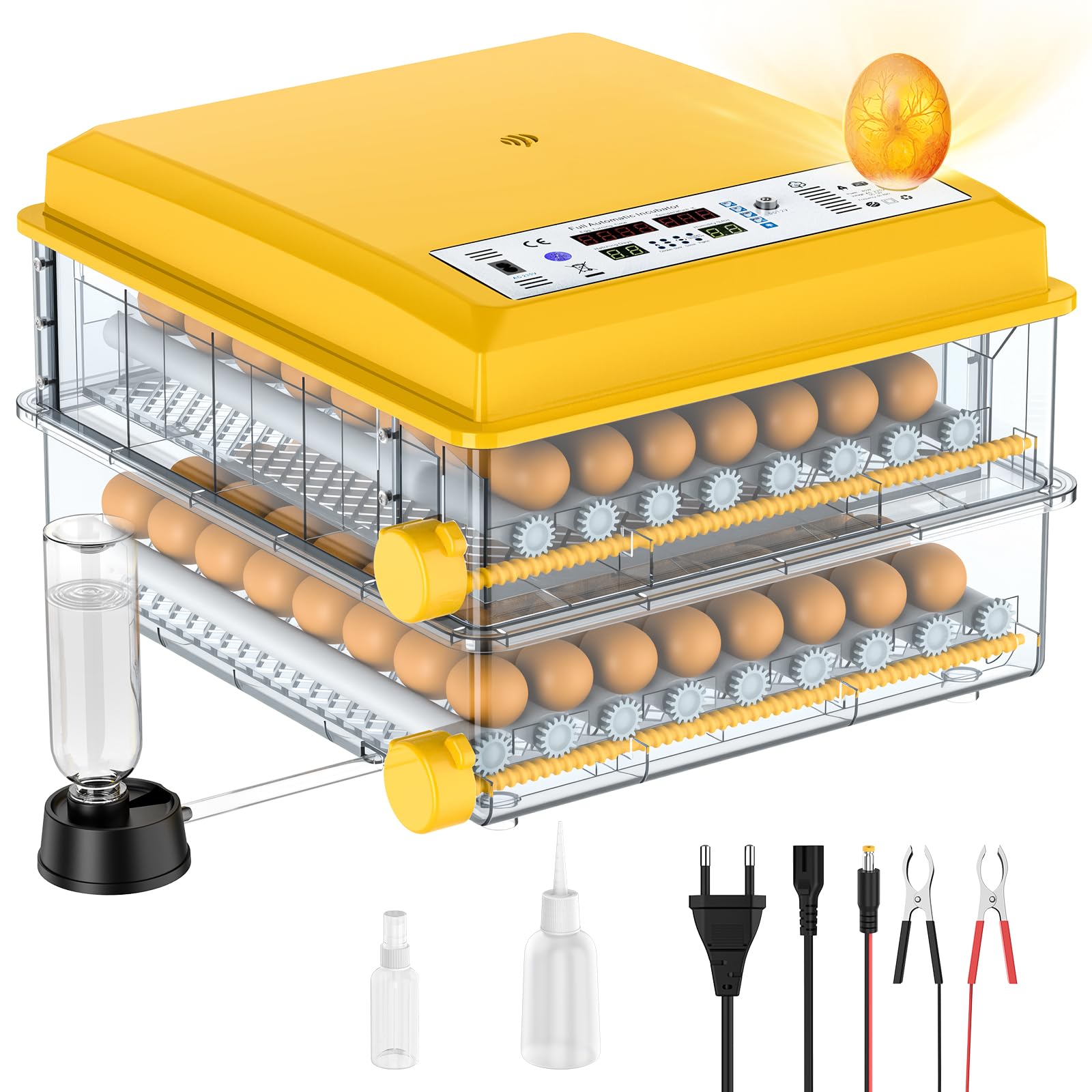 Incubadora totalmente automática, incubadora para 120 huevos, huevos de pato, otros huevos de aves, con rotación automática de huevos, humidificación automática, indicador de humedad
