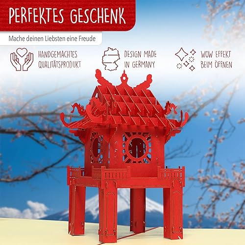 Miniatura 3 de LINPOPUP Tarjeta emergente, emergente tarjeta 3D Asia, tarjeta de felicitación, cupón de viaje Japón Manga, casa de té, N166