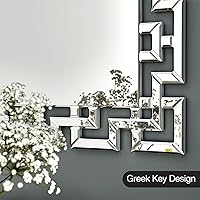 Vista 6 de Espejos decorativos grandes de pared, espejo decorativo de arte moderno con diseño veneciano griego, espejos de pared rectangulares plateados