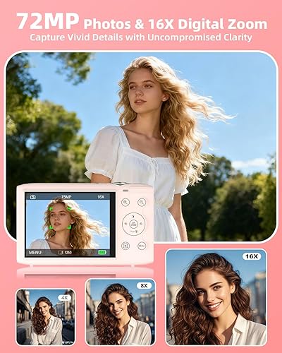 Miniatura 3 de Cámara digital 5K para fotografía, 72MP de enfoque automático WiFi Vlogging cámara para video de YouTube con zoom digital 16X, cámara compacta flash