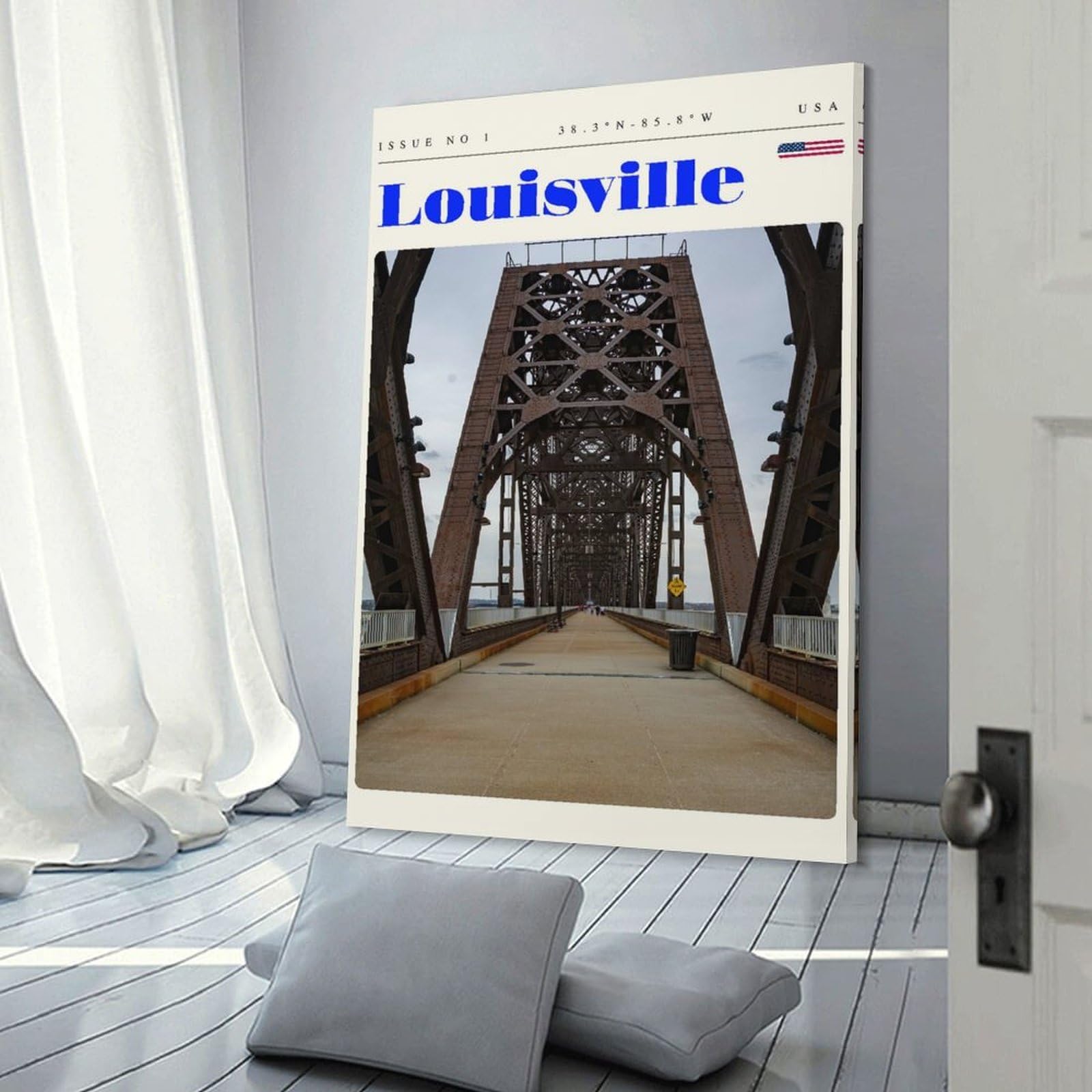 Junmoney Canvas Art Print Louisville Kentucky Travel Art, 12x18inch(30x45cm), for Gallery Wall Layouts in Home Or Office, A Versatile Canvas Print for Layering