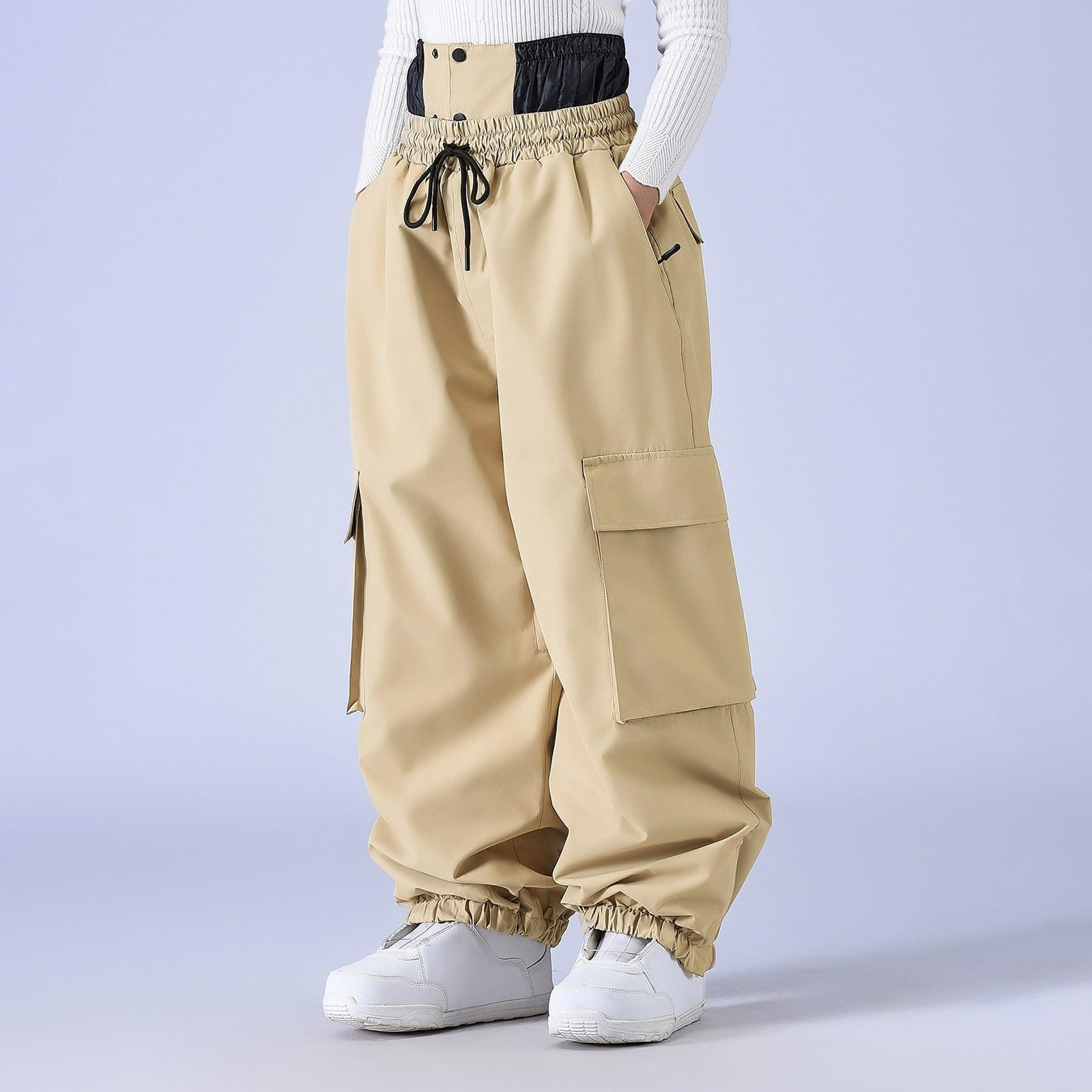 Générique Pantaloni da uomo per snowboard comodi e resistenti all'acqua pantaloni da neve larghi e caldi da donna in vita elasticizzata per l'inverno pantaloni sportivi all'aperto funzionali