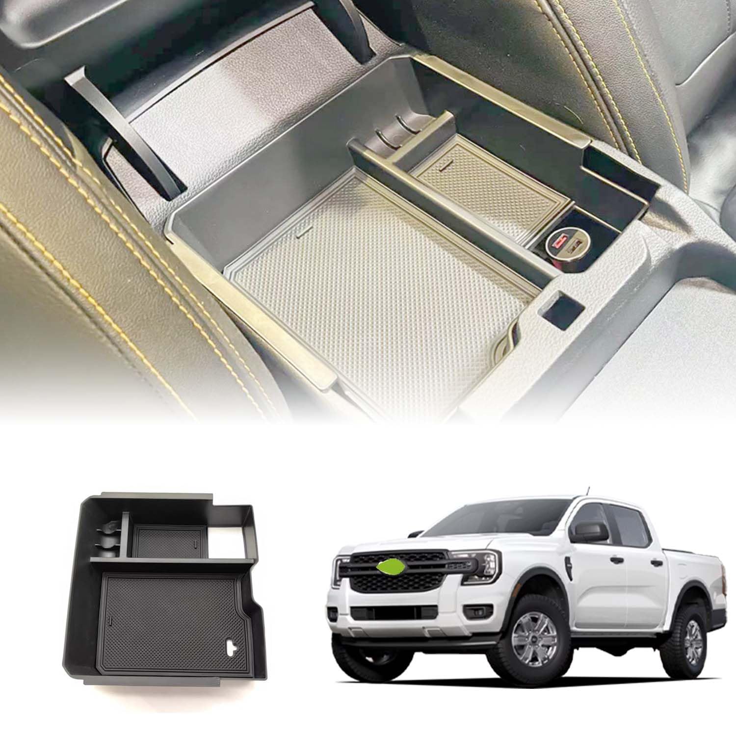 beyond self Center Armrest Storage Organizer Box For Fo-rd Ranger Raptor 2024 Armrest Storage Box Insert Holder Fo-rd Ranger Raptor 2024 Interior Accessories (Electric handbrake Version)