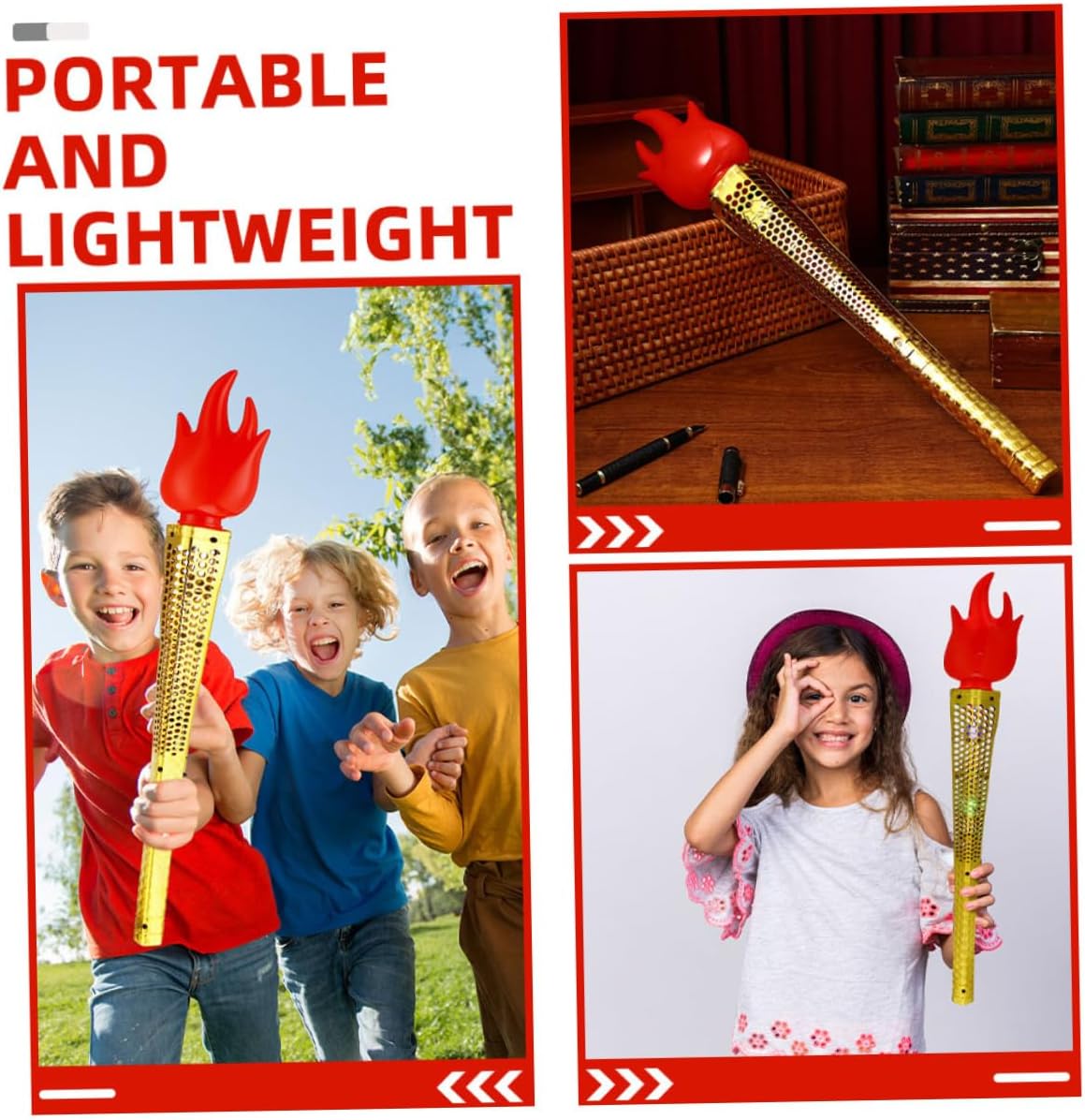 48cm Artificial Torch Prop 3pcs Sports Competition Decor for Boys and Girls for School Events and Parties Fun Stage Props Fake Campfire Effect
