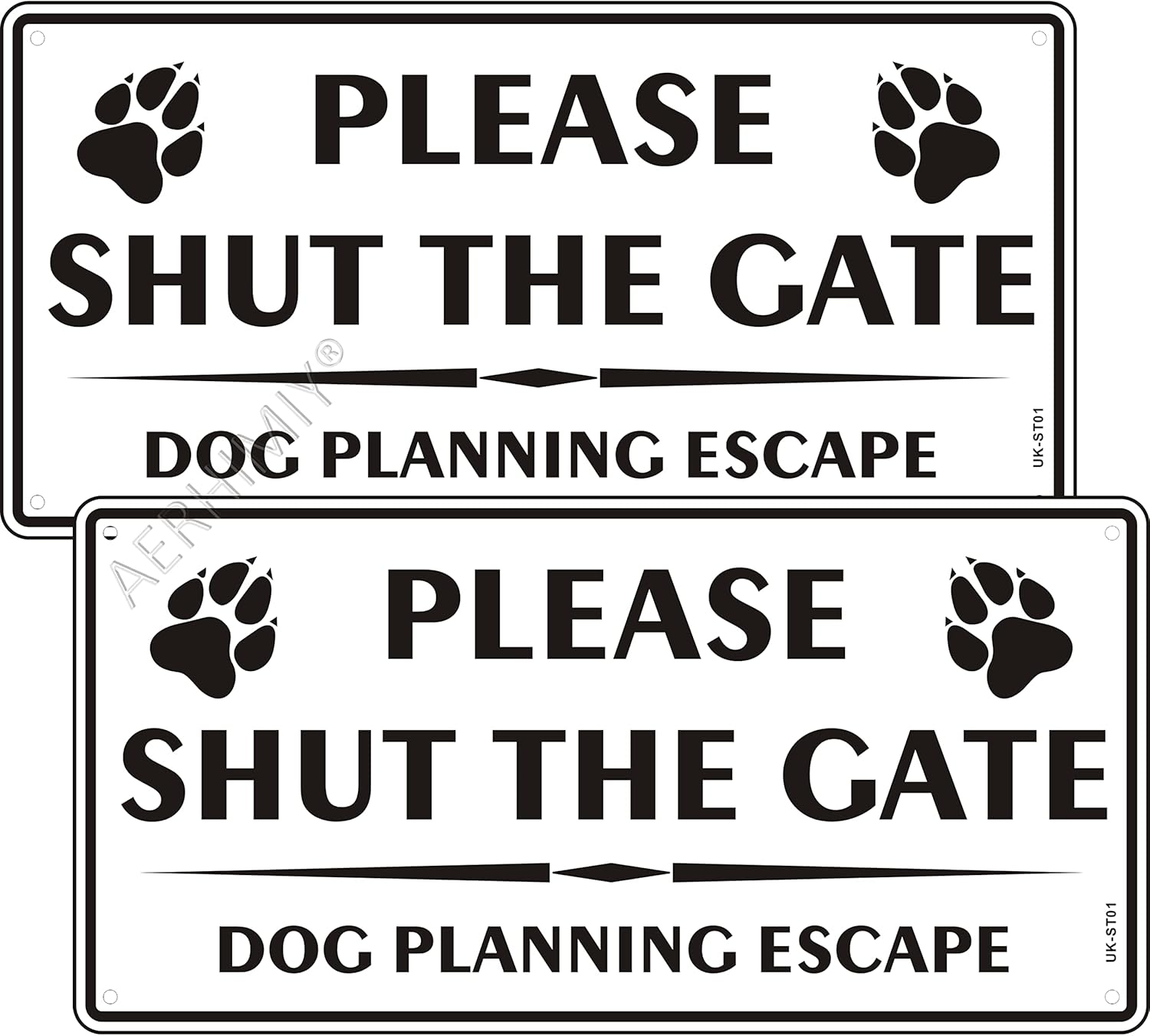 2 Pack Please Shut The Gate Signs Metal Reflective 5.9x11.8 Inches