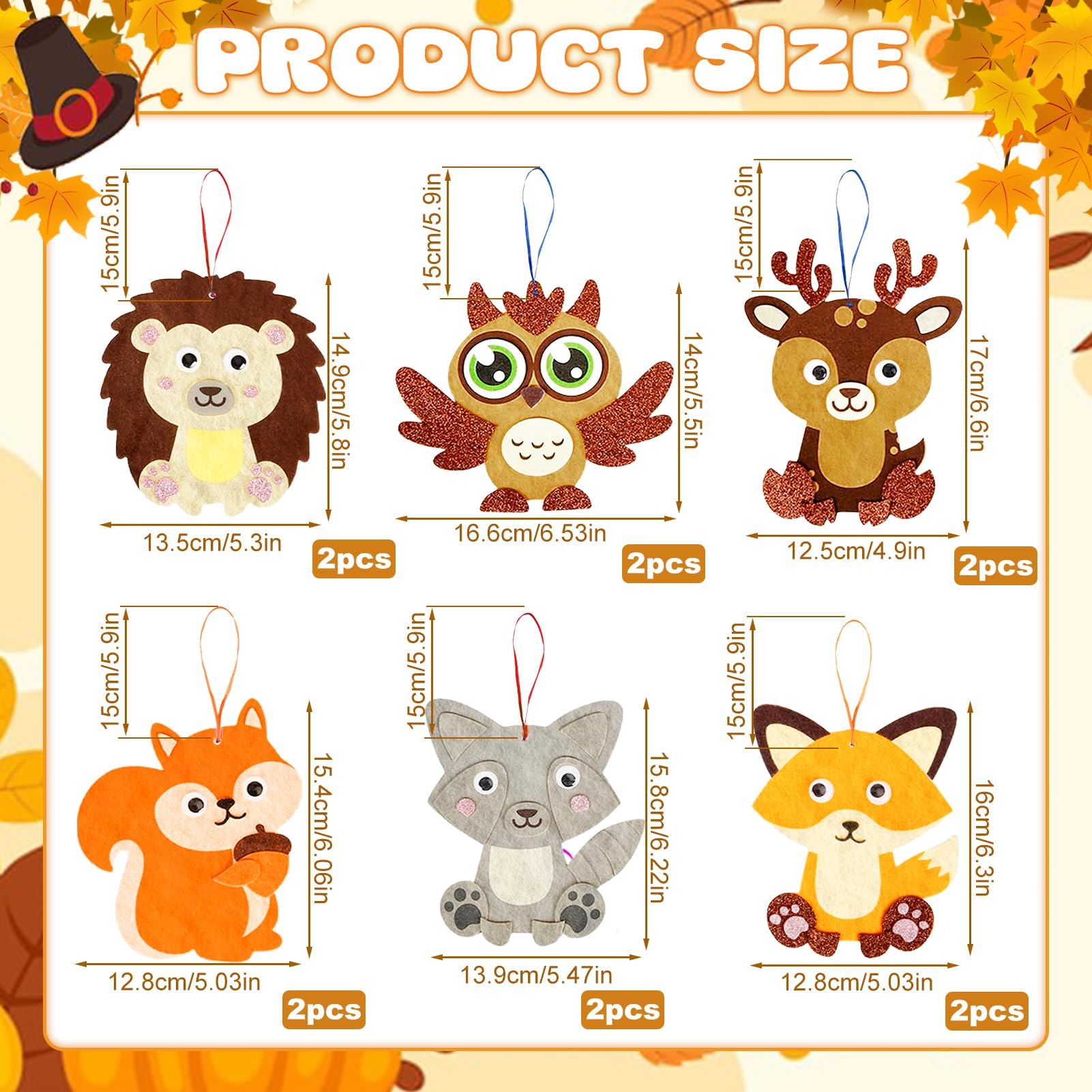 Kit De Bricolage Animaux D'automne En Feutre - 12 Créations à Assembler - Activité Manuelle Pour Enfants Dès 3 Ans - 8