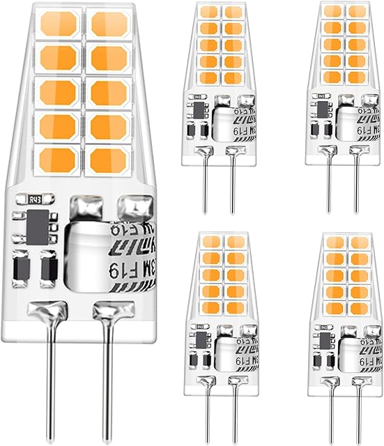 G4 LED Bulbs, LED G4 Warm White 3000K, 3W G4 LED Bulbs Replacement for 30W Halogen Bulbs, 12V Incandescent Bulbs no Flickering, not dimmable, Pack of 5