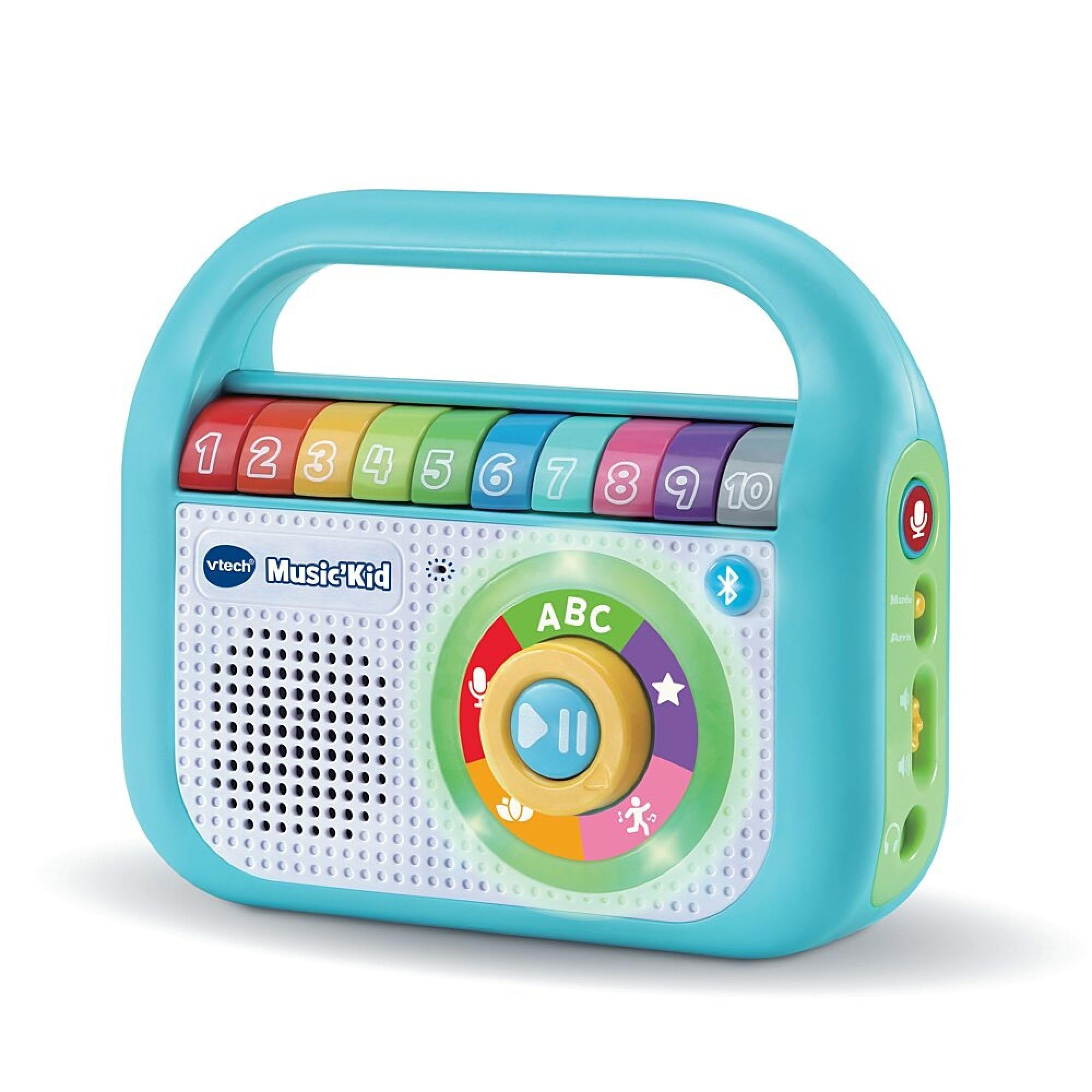 VTech - Music'Kid, Baladeur Musical Enfant, Enceinte Bluetooth Lumineuse avec Comptines, Chansons Éducatives et Relaxantes, Enregistreur Vocal, Cadeau Enfant Dès 2 Ans - Contenu en Français Multicolore