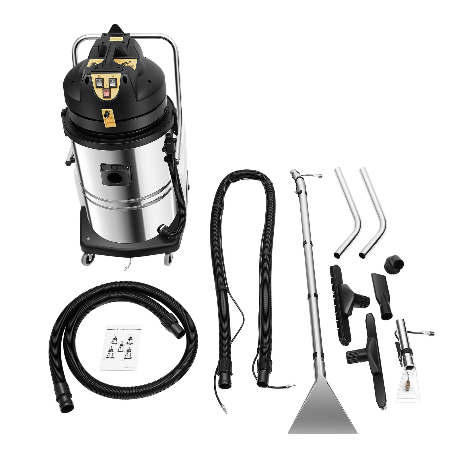 3In1 Heavy Duty Extractor Vacuum Washing Machine,60L/15.85gal Commercial Carpet Cleaner Machine, Sofa Curtain Carpet Cleaning Machine With Mobile Tires for Carpet and Hard Floor 2110w