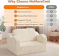Vista 6 de MeMoreCool Silla Infantil 2 en 1, Sofá Cama Plegable para Niños, Beige (Edades 1-3) – Silla de Terciopelo que se Extiende a Sofá-Cama Espuma