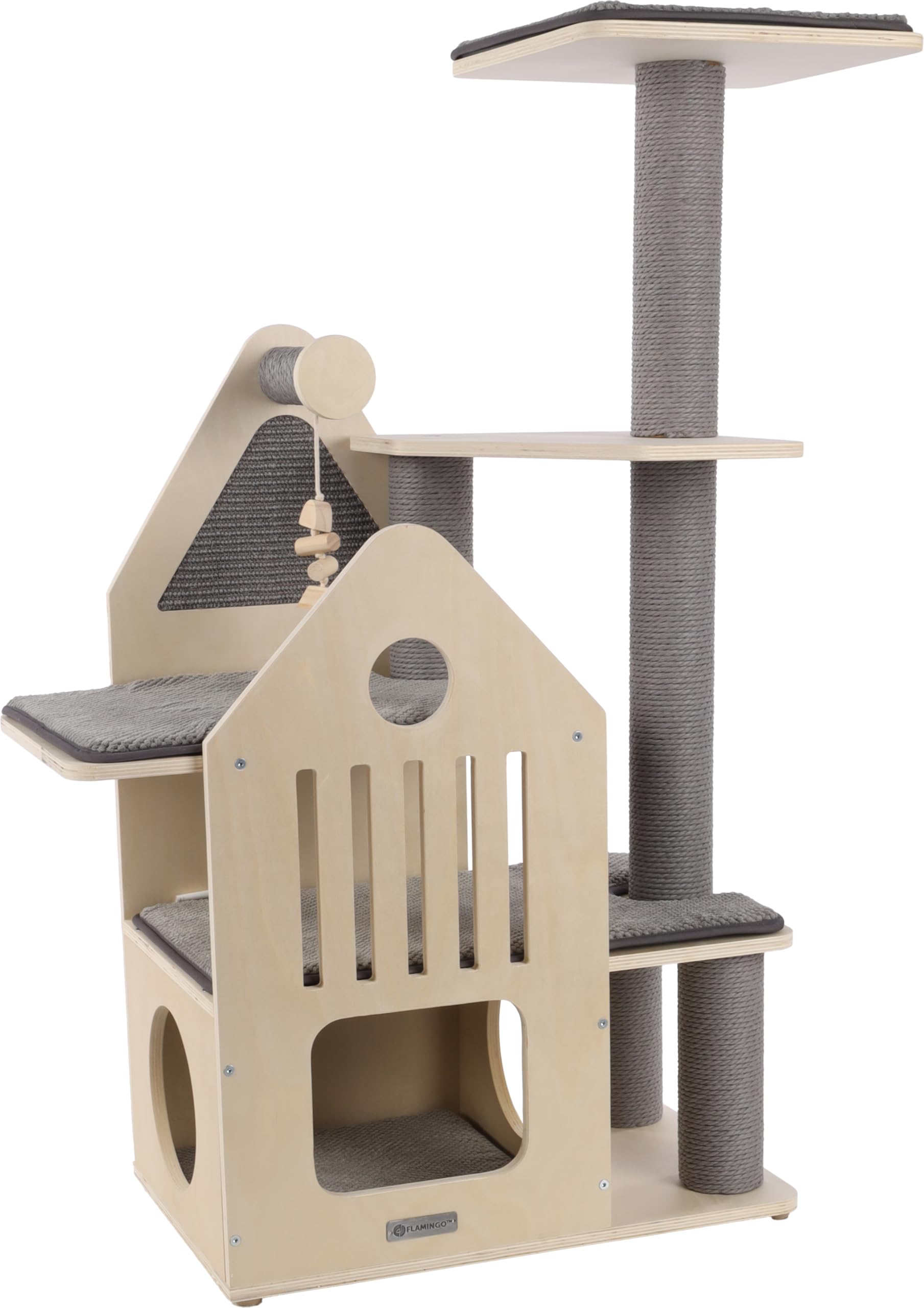 Flamingo Kratzbaum Kaisa – Grau & Beige – 114 cm | Stilvoll, funktional & gemütlich!