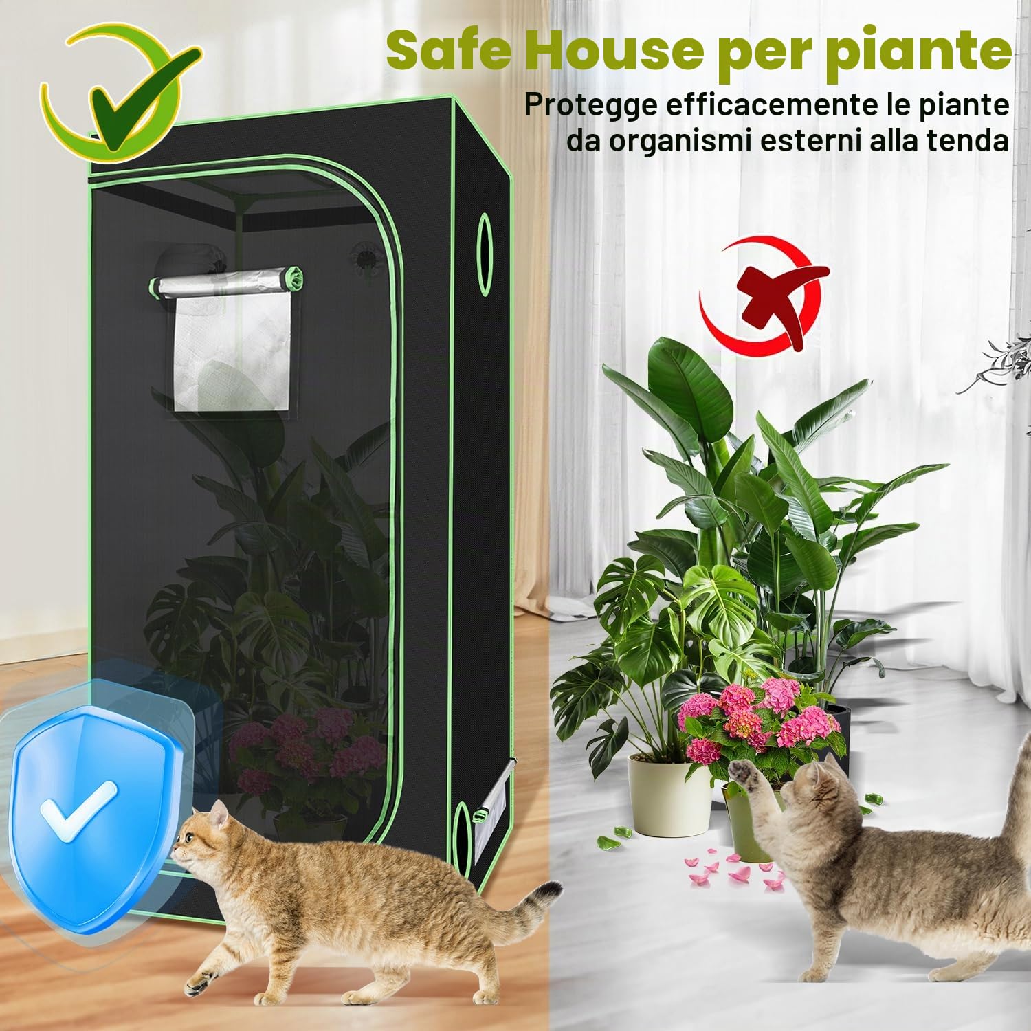 Grow Tent, tenda 600D Oxford Grow Grow, per interni ed esterni, 120 x 60 x 180 cm, per sistema di coltivazione idroponica in ambienti interni