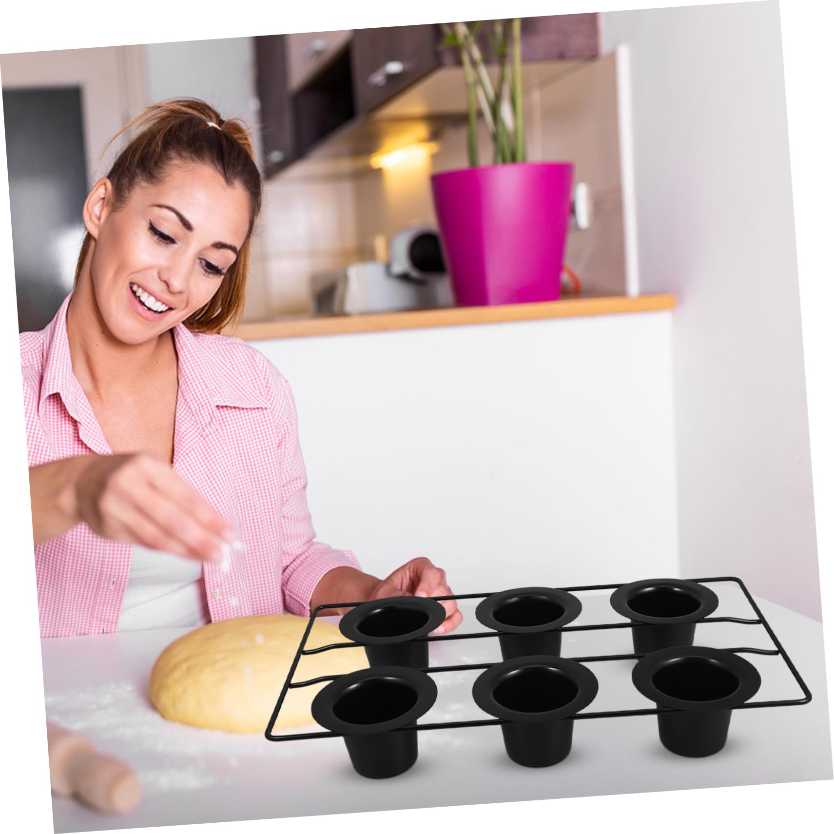 Amosfun Antihaft Muffinform 6 Tassen aus Kohlenstoffstahl für Muffins