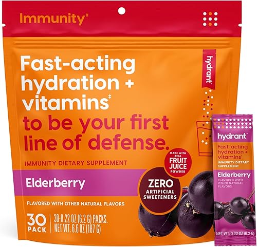 Hydrant Immunity Vitamins Electrolyte Powder - Suplemento con vitamina C, B12, B6, zinc - Inmune, hidratación y apoyo energético - Paquetes de polvo