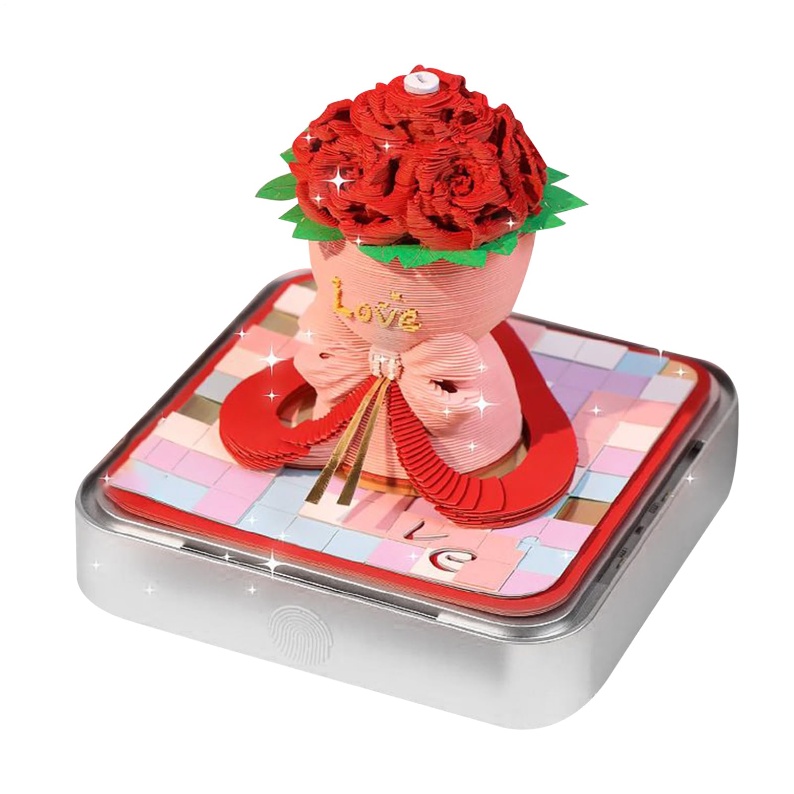 3D Memo-Block Time Piece Kalender 2026 3D Abreißblock Papier Kunst | Abreißbarer Schnitzblock Mit LED Beleuchtung Und Acrylgehäuse Für Weihnachten Einzug Dankbarkeit