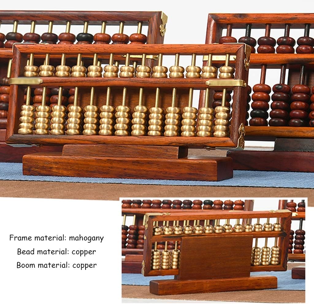 Abacus Copper Beads Abacus Art Collection Mini Abacus Home Decoration Small Metal Abacus with Base(15.5 * 6.3 * 1.1cm)