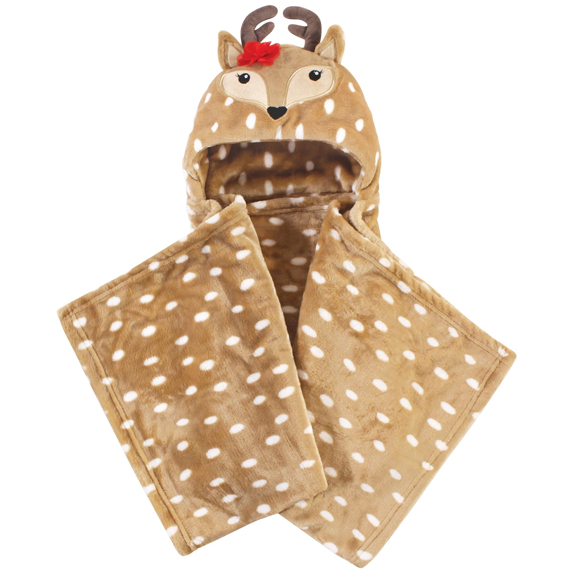 Hudson Baby Unisex Baby and Toddler Hooded Animal Face Plush Blanket, Girl Reindeer, One Size