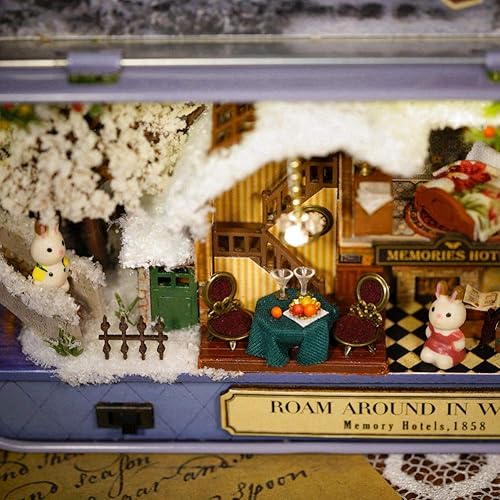 Miniatura 8 de DIY miniatura hecho a mano, con caja de luz LED, teatro, viejos tiempos, trilogía de buen tiempo, baterías enviadas para viajes, tema, casa de