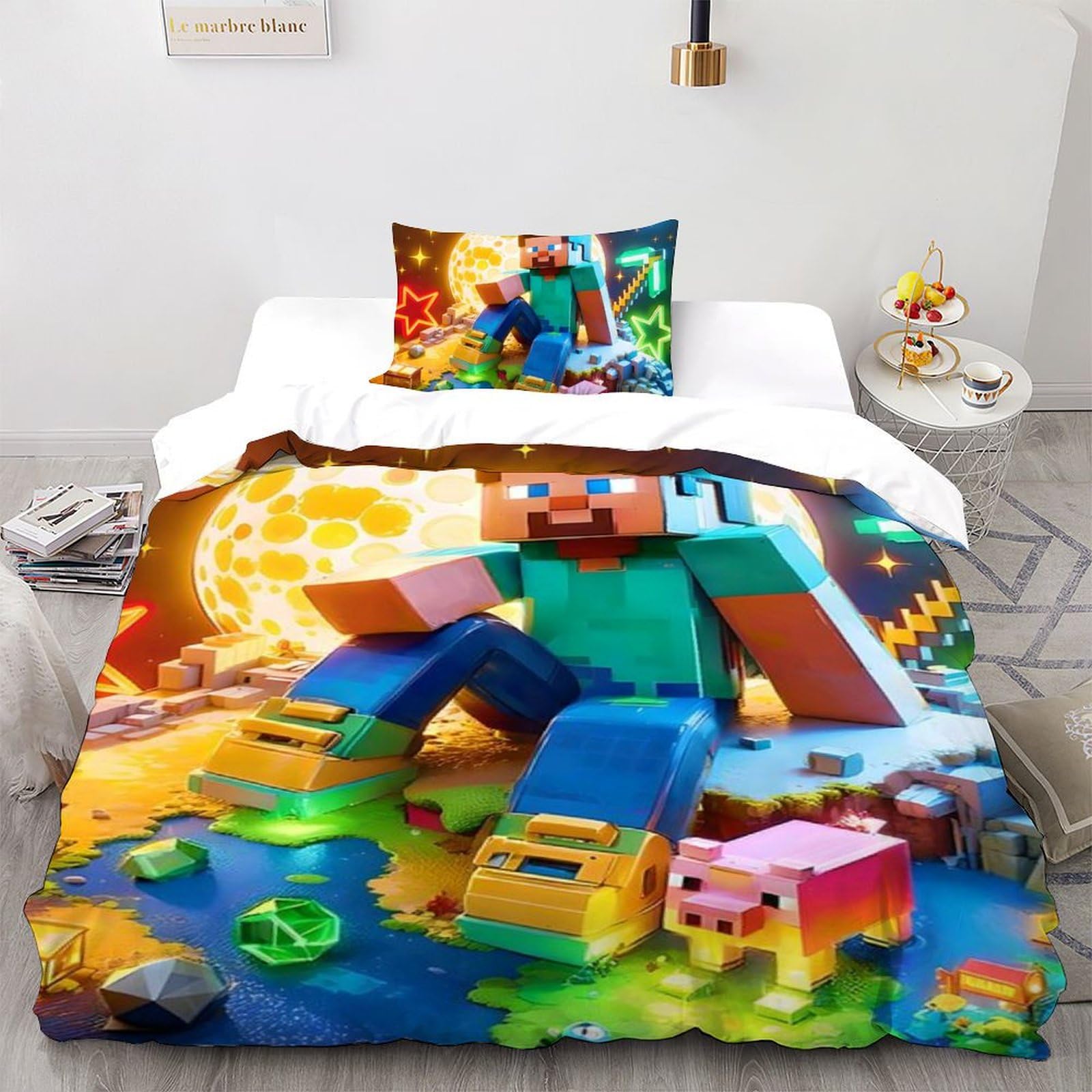 Parure de lit microfibre 135x200cm finitions haut de gamme