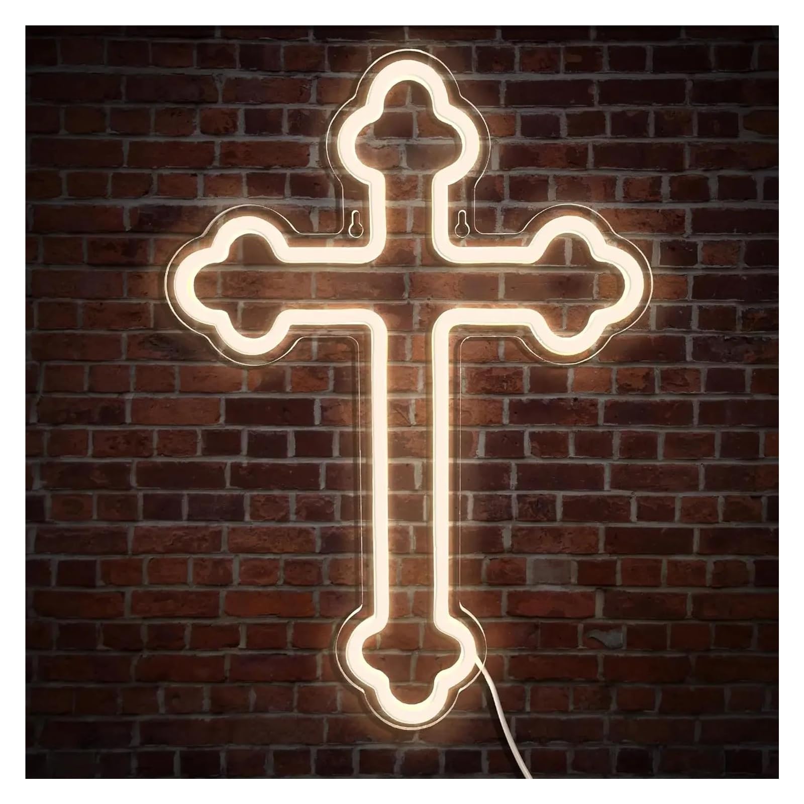 LEMST Signs Lamp Jesus Cross Neon Sign for Wall Decor Neon Lights for Home Bedroom Decor USB 28x40cm