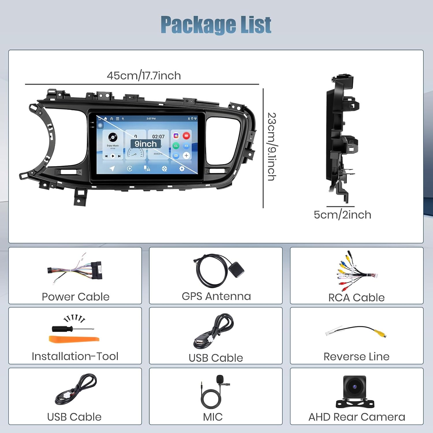 4+128G Radio for Kia Optima K5 2014-2015, 9" Touch Screen for Optima Bluetooth Radio with Wireless CarPlay/Android Auto, 5GHz WiFi, Bluetooth 5.0, EQ, GPS Navigation, 1280 * 720, Backup Camera