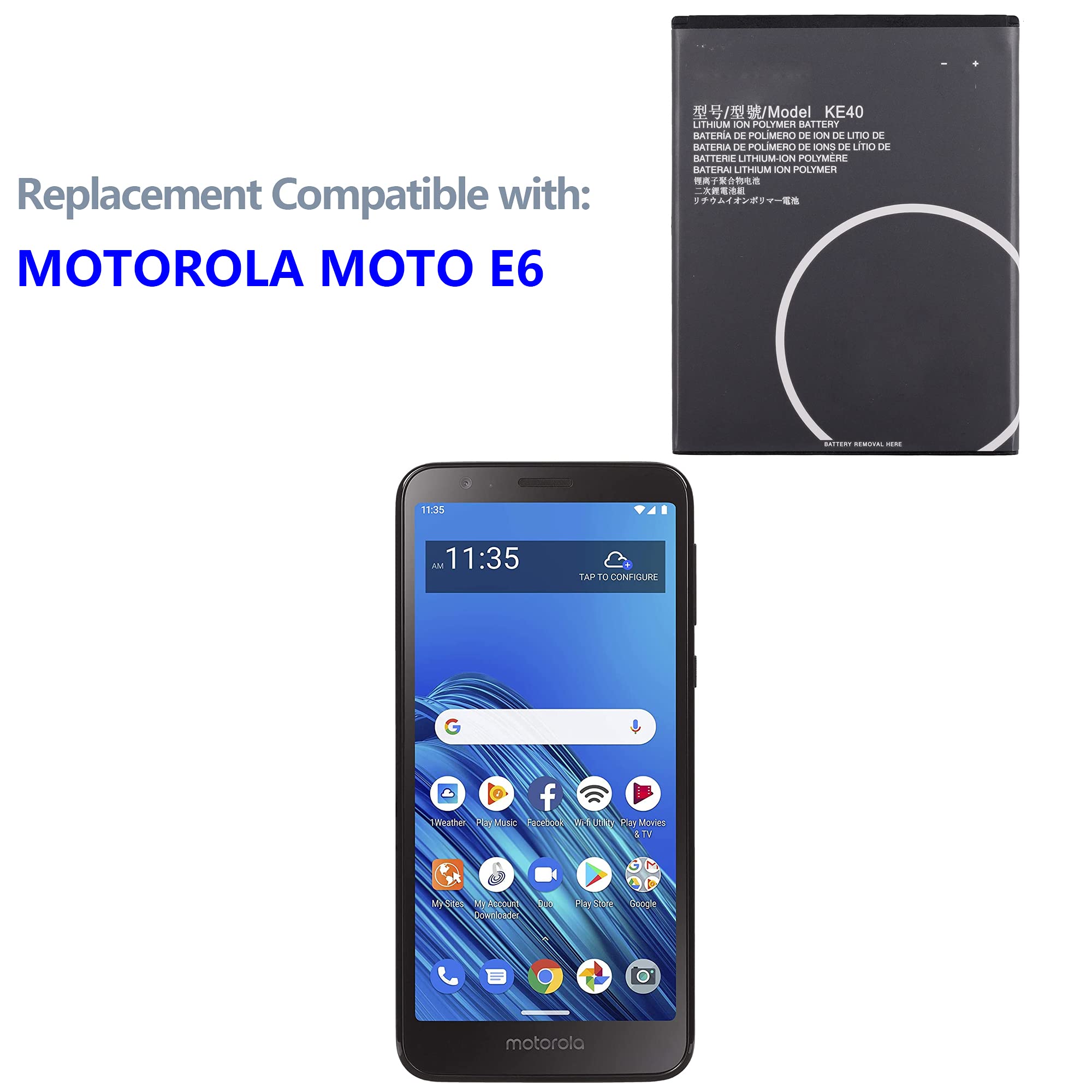 2820mAh/10.7WH KE40 batteria per Motorola Moto E6 XT2005