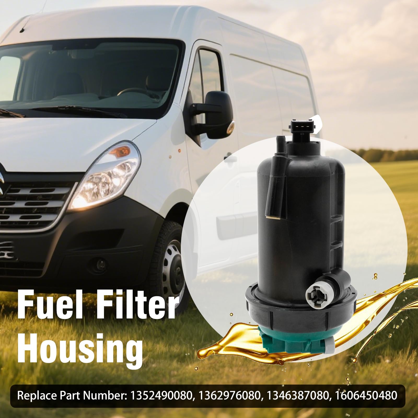 Hoypeyfiy 1346387080 Filtro de combustible completo, reemplazo para Citroen Jumper, reemplazo para Citroen Relay, reemplazo para Fiat Ducato