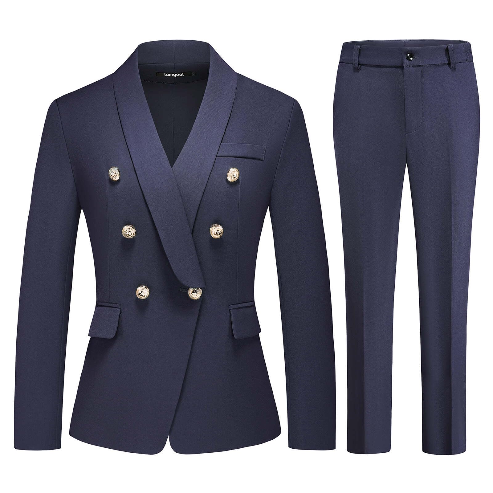 Lamgool Womens Suits 2 Piece Set Shawl Lapel Jacket and Pants Business Casual Outfits
