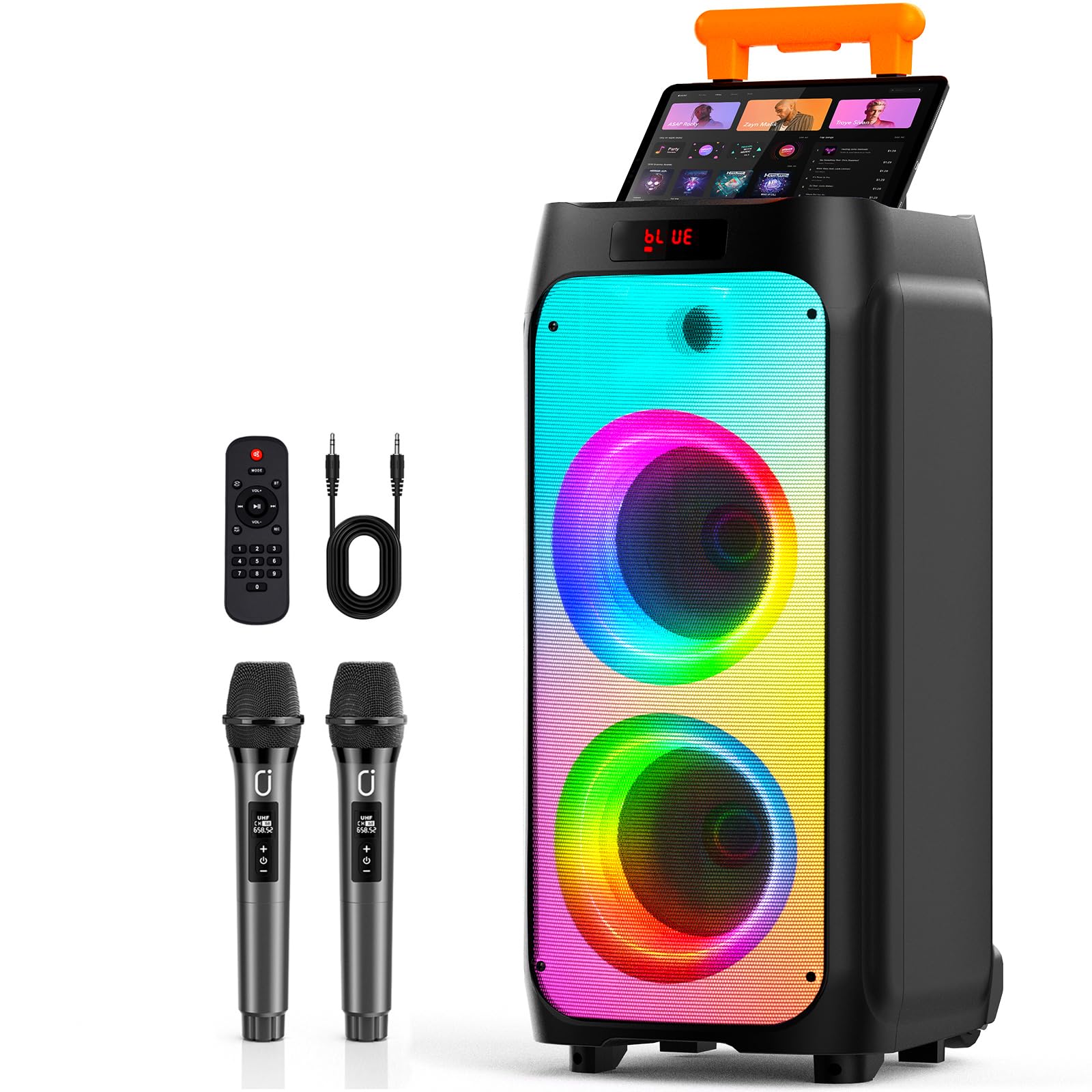 Amazon.com: HWWR Karaoke Machine with 2 Wireless Microphones, Big