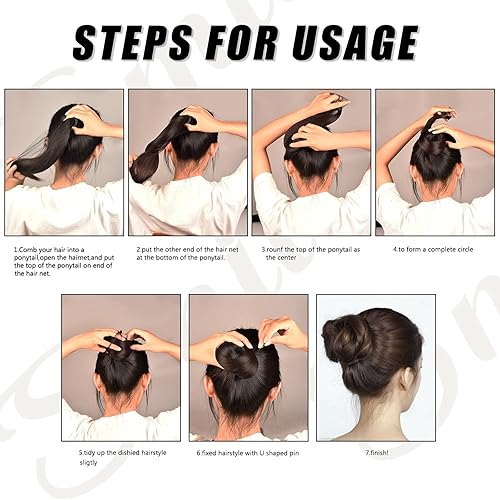 Miniatura 6 de Smilco - 20 redes de cabello elásticas invisibles de 20 pulgadas de elasticidad malla elástica para hacer moños bailarina cocina serie alimentaria