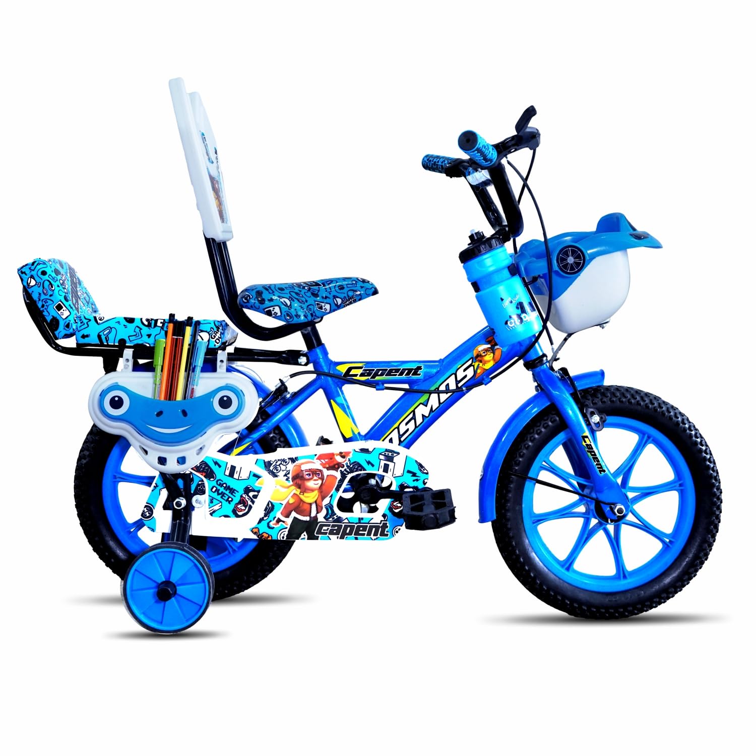 CAPENT Cosmos 14T Cycle for Kids with Support Wheel & Back Rest Seat | Rigid Suspension | Tubeless Tyre | Frame 9 Inch | Ideal for 3 to 5 Years Boys & Girls (Blue)-picture-28