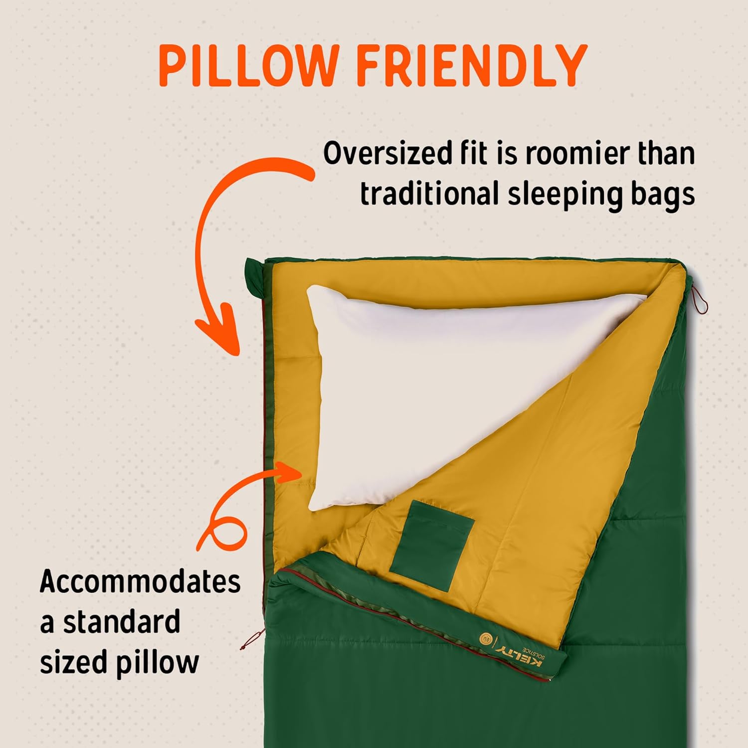Kelty Solstice 20 Oversized Camping Sleeping Bag, Spacious Rectangular Shape, Zip Together for 2P, Anti-Snag Zips, Internal Pocket