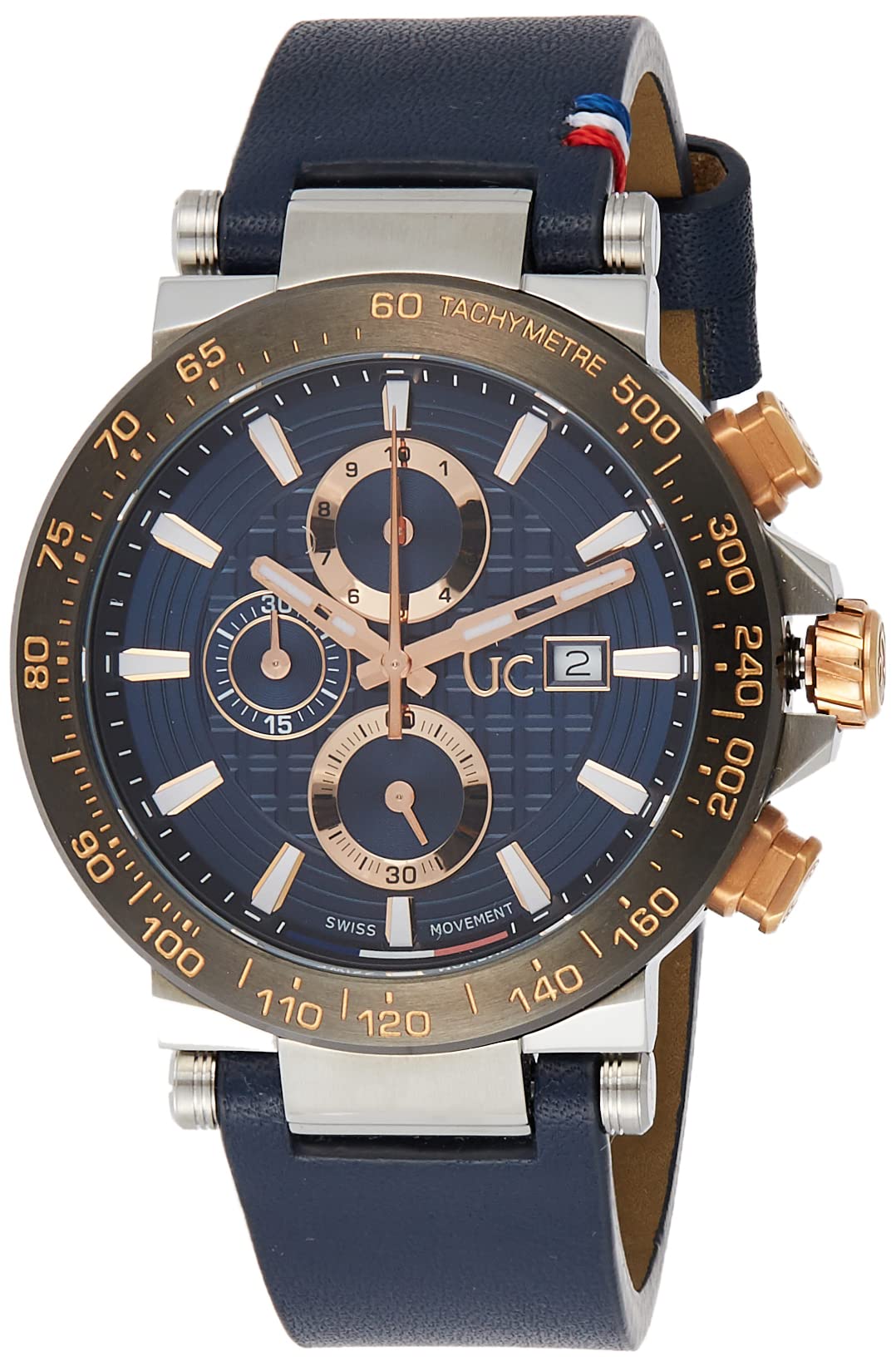 Gc Mens Quartz Watch, Chronograph Display and Leather Strap Y37001G5