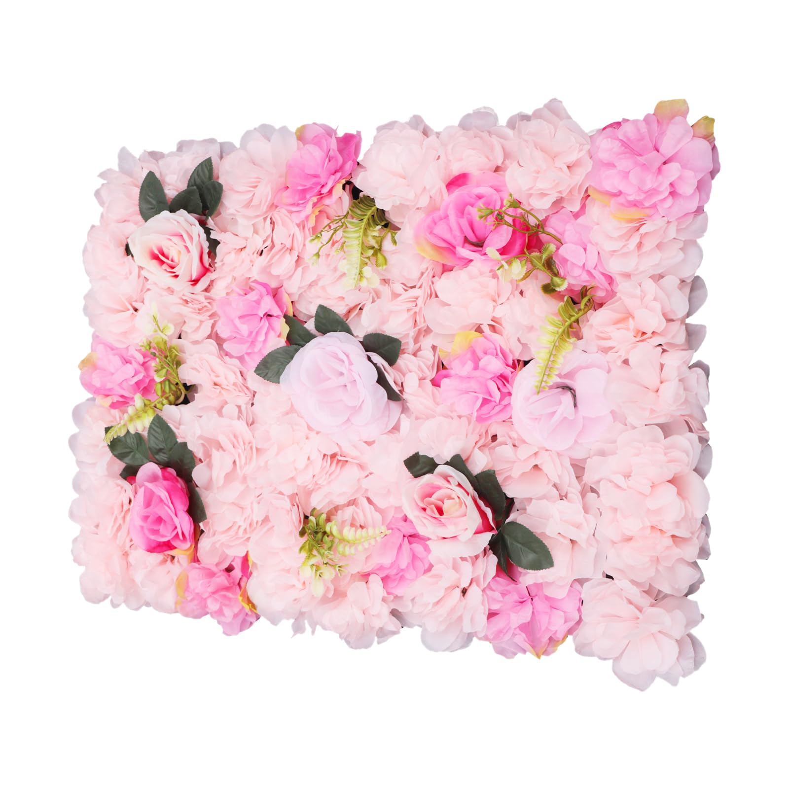 WooDerson 12 pannelli da parete 3D con fiori artificiali, 60 x 40 cm, in tessuto di seta e plastica, dalia + rose, pianta acquatica, rosa chiaro, rettangolare