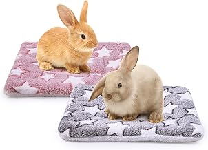 MICOOYO 2 Pcs Small Pet Mat, Fluffy Fleece Bed for Rabbits, Guinea Pigs, Squirrels and Hamsters (Star, 49 x 32cm)