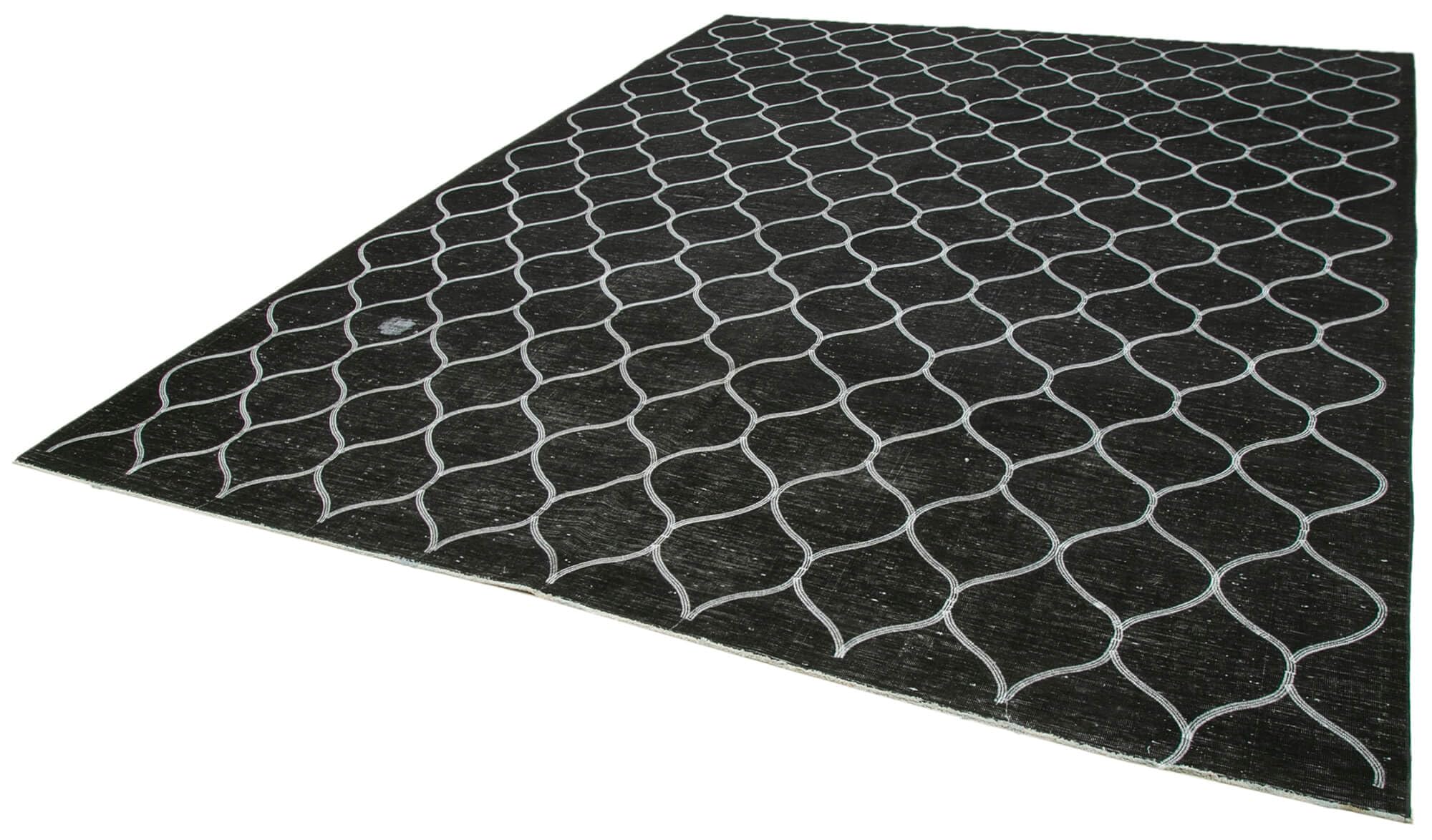 97 x 128 - 293 x 387 Cm Geometric Carpet Black Geometric Bohemian Wool Cotton Handmade Handknotted Vintage