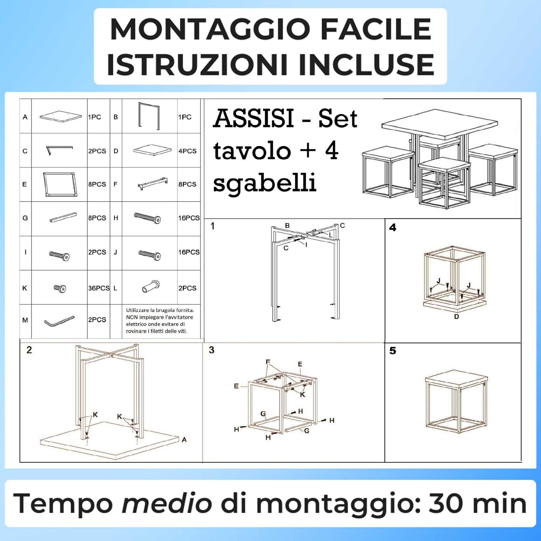 yelloo - Tavolo Bar con Sgabelli Salvaspazio, Angolo Bar per Casa, Tavolino Bar uso Interno, Ideale per Birreria, Pizzeria, Perfetto per Arredare Casa con Stile (Assisi - Tavolo + 4 Sgabelli)