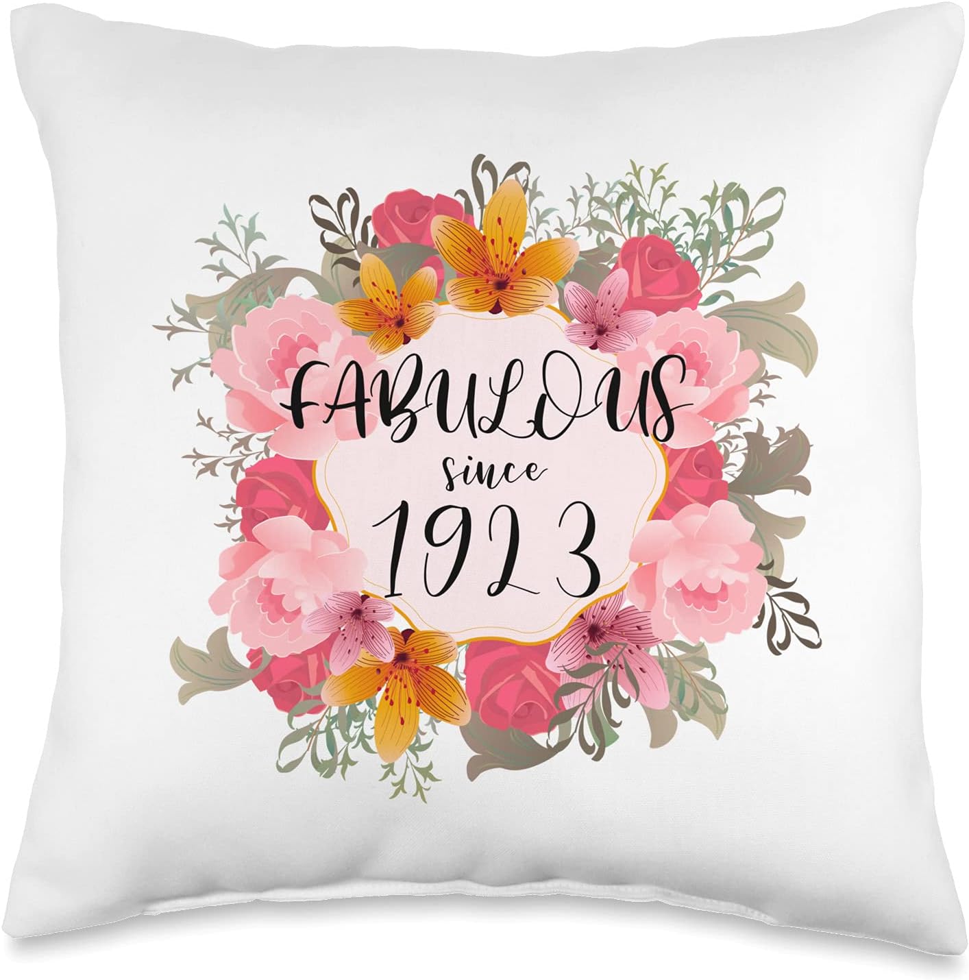 Women 100 Years Old Fabulous Since 1923 Happy 100th Birthday Throw Pillow
