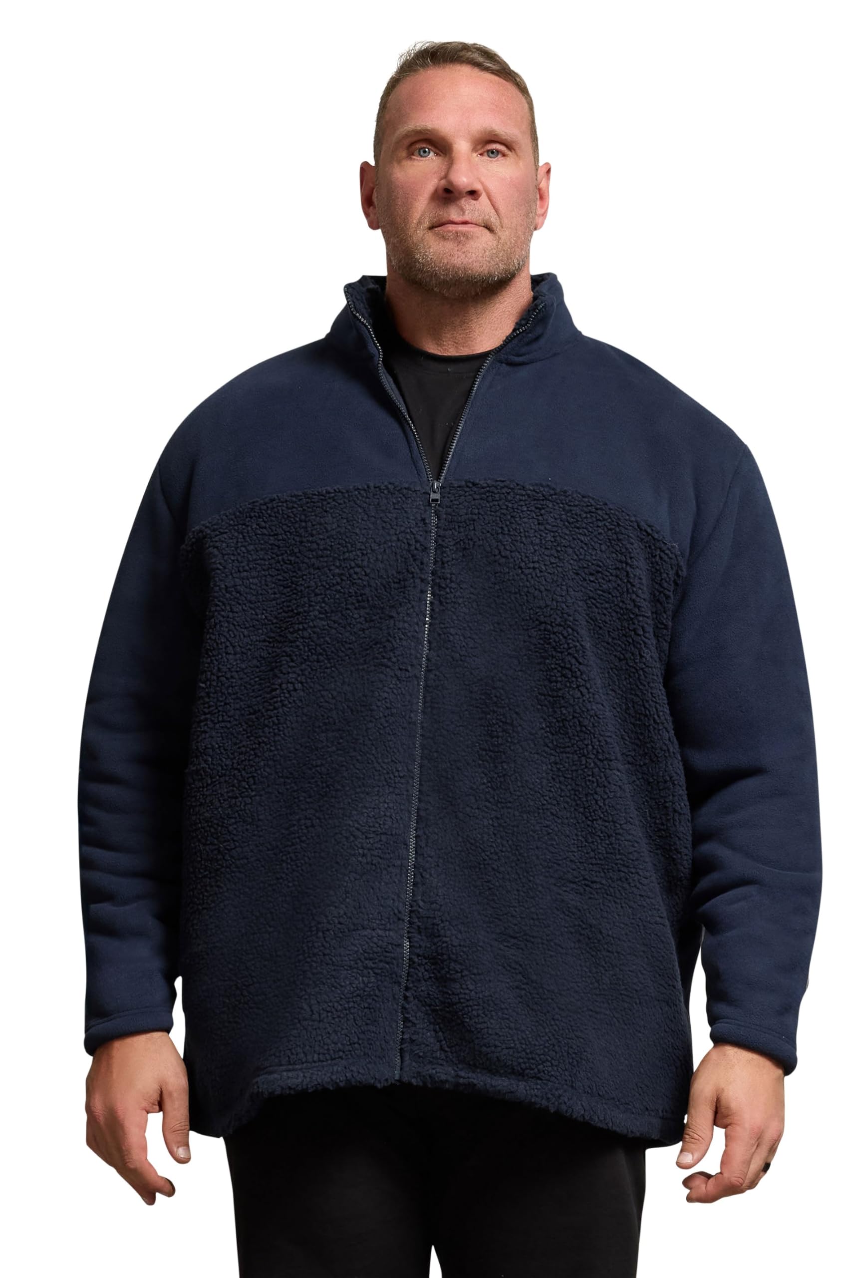 BadRhino Big & Tall Blue Borg Fleece Jacket - Men's - Plus Size Curve