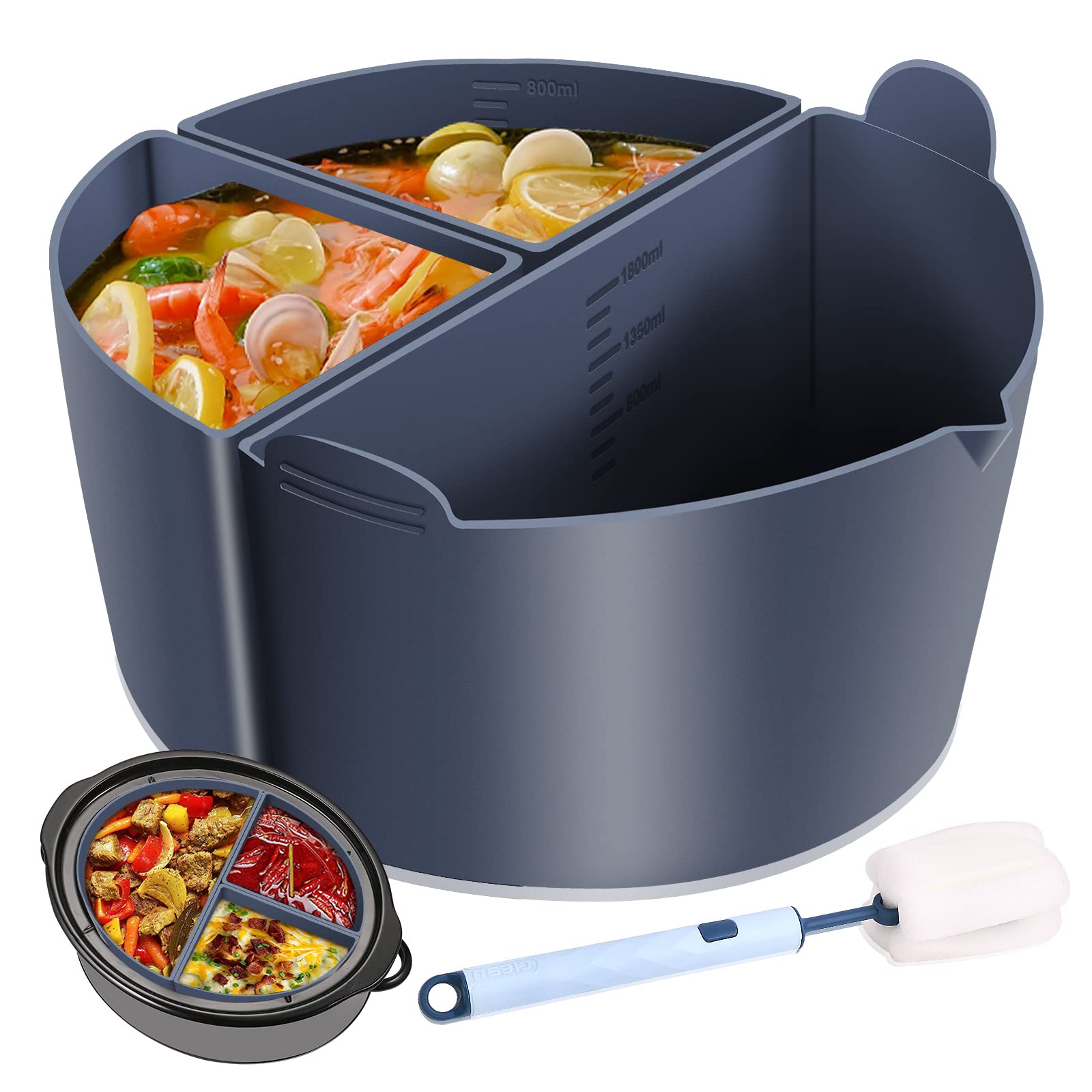 blueearSilicone Slow Cooker Liners Fit for Crockpot & Hamilton Beach 6QT
