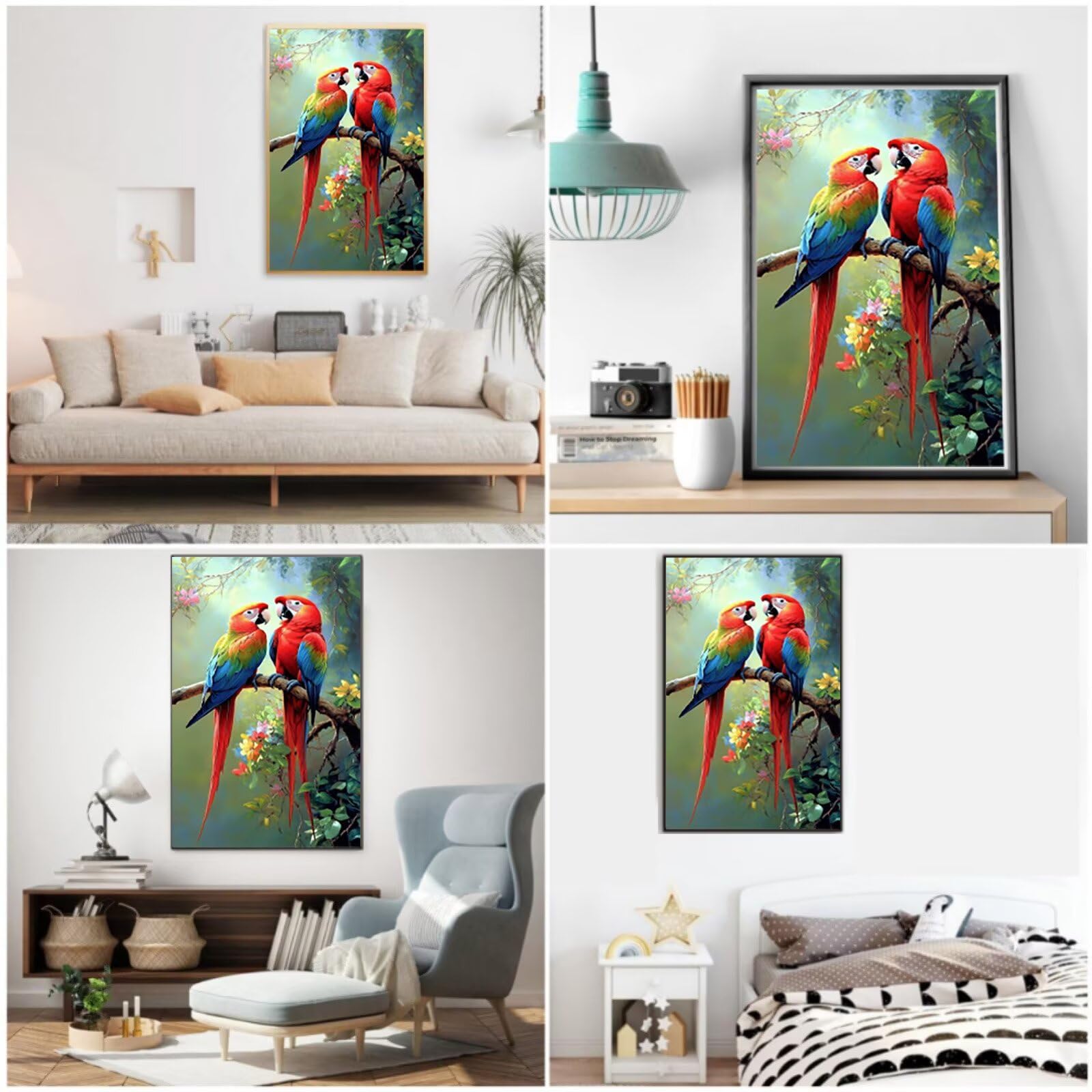 Ptak obraz diamentowy, diamentowy obraz papugi dla dorosłych XXL 70 x 140 cm, 5D diamentowe malowanie dziecko początkujący, DIY diamentowy obraz ze strasu zestaw do dekoracji ścian domu, model777