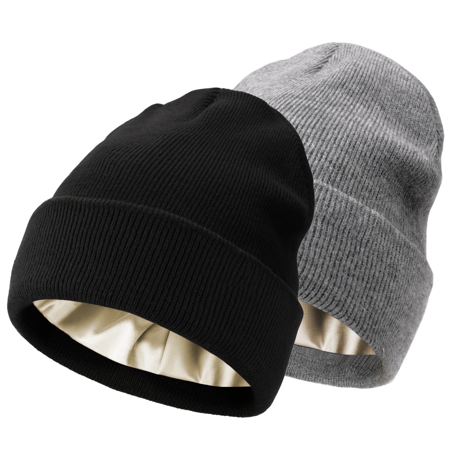 2 PCS Unisex Beanie Hats for Men Women Winter Knit Beanies Soft Slouchy Warm Cuffed Beanie Hat