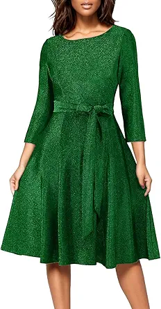 DRESSTELLS Cocktail Dress for Women, Vintage Modest Wedding Guest 3/4 Sleeves Fall Dresses 2023, Formal Church Dress