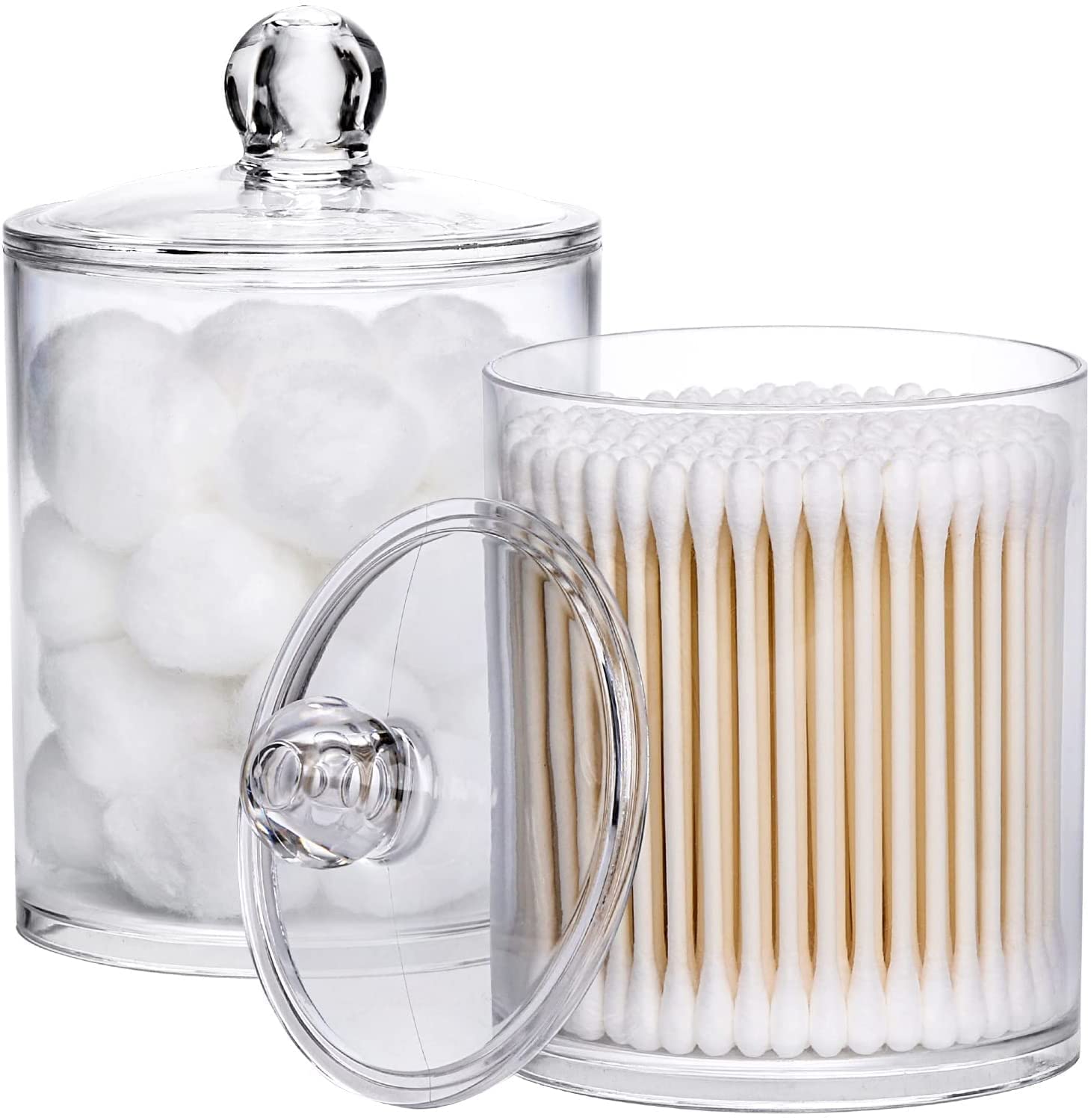 BluBasket 2 Pc Q-Tip Cottonswab Stᴏrage Dispenser, Cotton Ball Swab Hᴏlder Cotton/Earbud Hᴏlder Stᴏrage Box, Multipupose Cosmetics Makeup Stᴏrage Hᴏlder Box Organizer Container with Lid-Clear-image-33