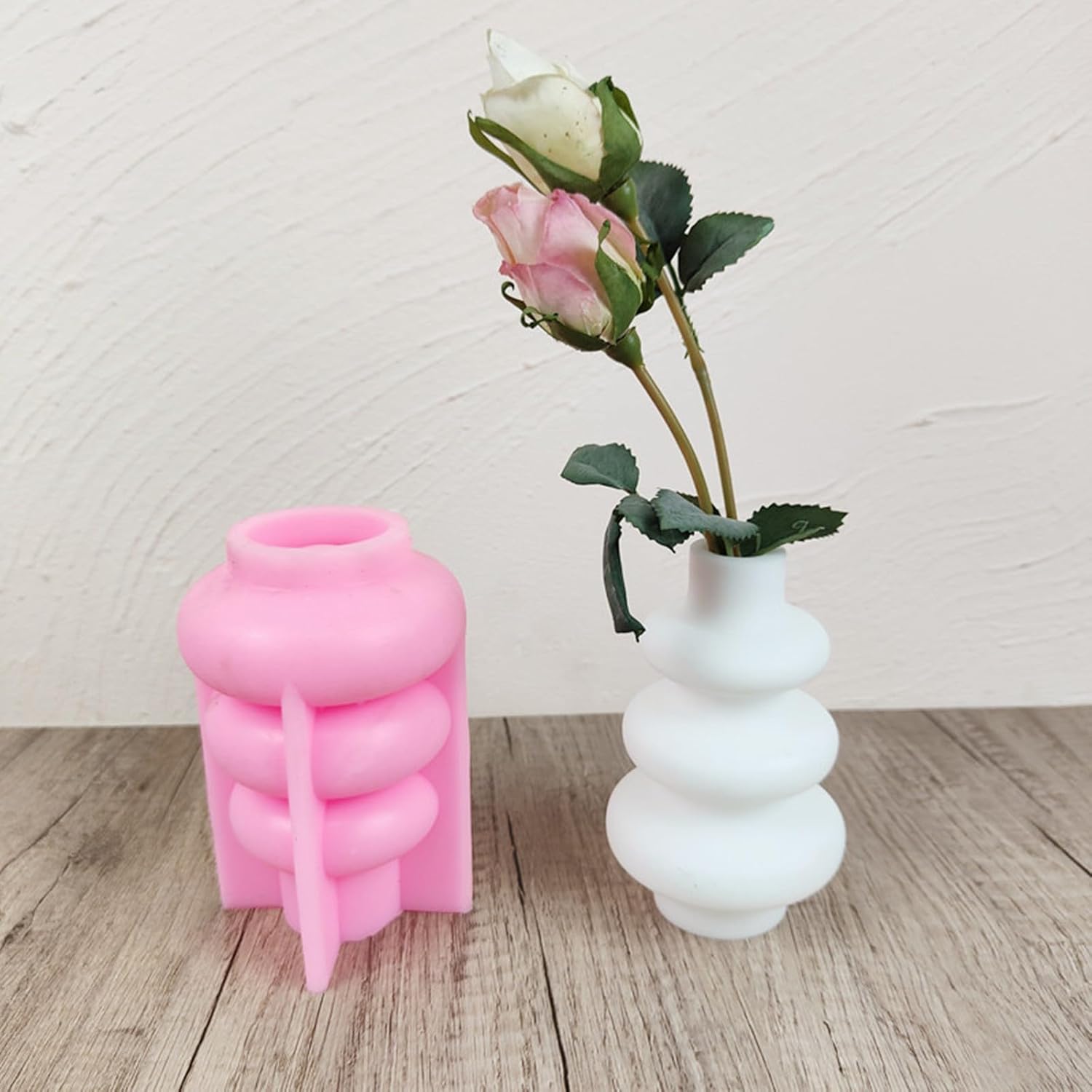 Circular Stacked Vase Epoxy Resin Silicone Mold Geometric Flower Pot Silicone Mold Succulent Planter Plaster Concrete Mold