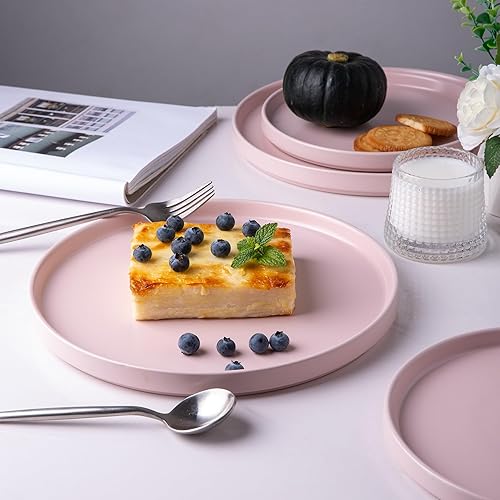 Miniatura 4 de AmorArc Juego de 4 vajilla de cerámica, modernos platos y cuencos planos de cerámica, resistentes a las astillas y grietas, aptos para lavavajillas