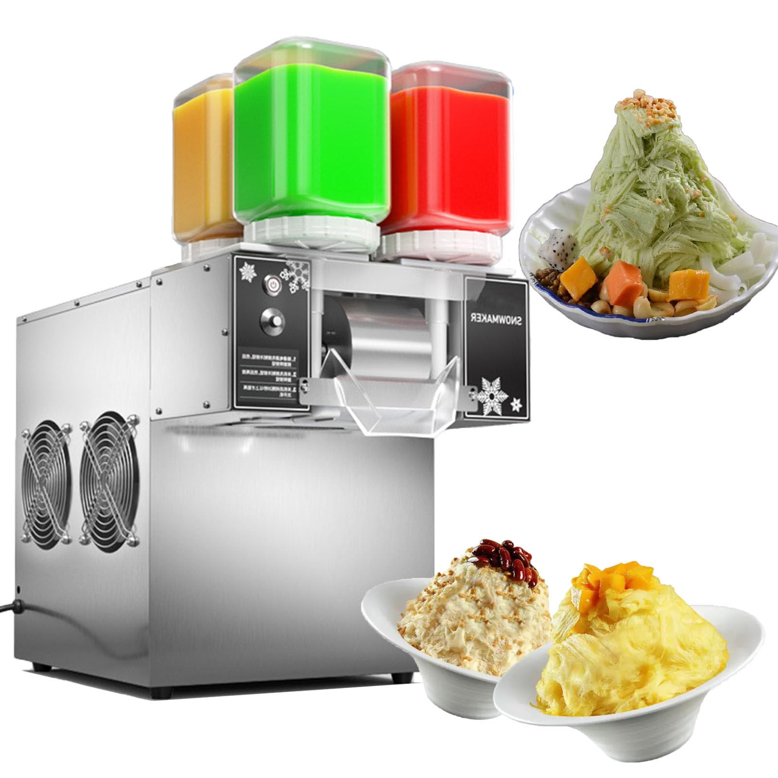 PtaTritious Commercial Snowflake Ice Maker Machine,750W/1200W Tabletop Electric Snow Cone Maker, Air Cooling Speed Adjustable Ice Crusher, Snow Ice Maker 750W