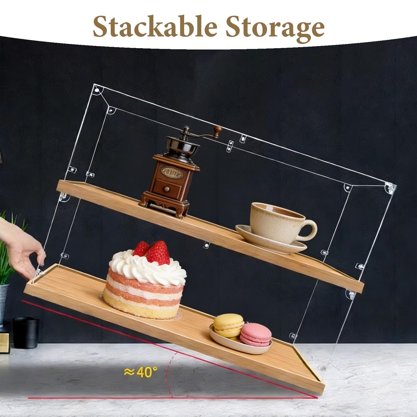Vetrina in Acrilico con Base in Legno, Antipolvere per Oggetti da Collezione, Scatola Rettangolare Trasparente, Larghezza da 4 a 30 Pollici, Perfetta per Action Figure e modellini (55x25x25