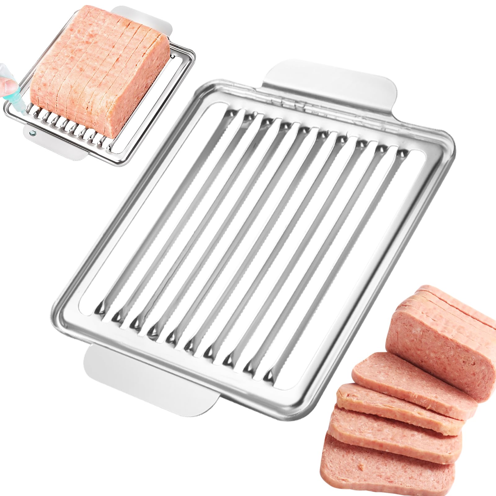 Luncheon Meat Slicer, 304 Stainless Steel Cutter for SPAM, 10 Slices，Solid and Durable