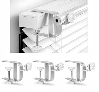 Inside Mount Curtain Rod Bracket for Blinds, No Drill Blind Adapter, Easy 1-Min Tool-Free Install, No Wall Damage, Adjustable 0.8–2.2" Headrail, Fits 1" Rod, for Apartments & Rentals, Silver, 3 Pack